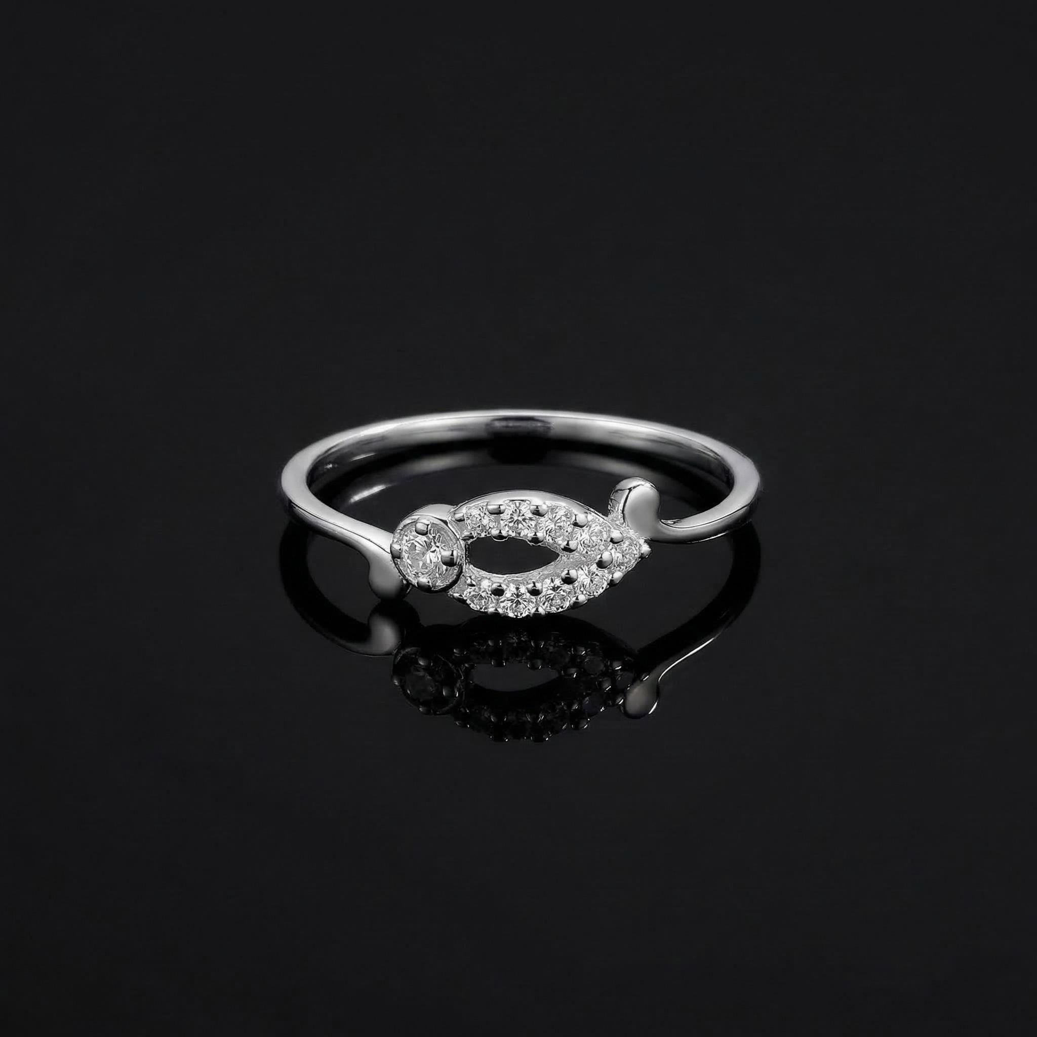 Vintage Inspired Marquise Halo Ring • Sterling Silver CZ Art Deco Swirl Filigree Band