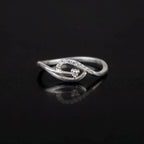 Sterling Silver CZ Swirl Ring, Pavé Loop Band, Dainty Stacking Jewelry