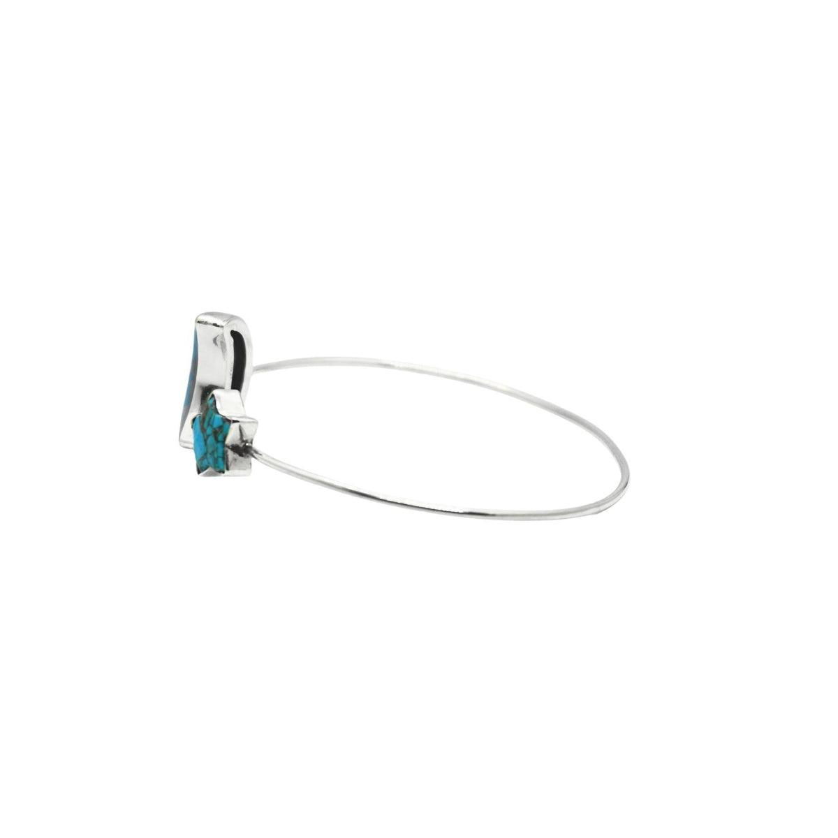 Blue Opal Turquoise Moon Star Bracelet | Sterling Silver Celestial Boho Cuff Bangle