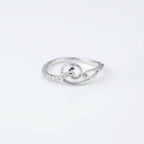 Sterling Silver CZ Spiral Leaf Ring, Pavé Vine Band, Boho Stacker Jewelry