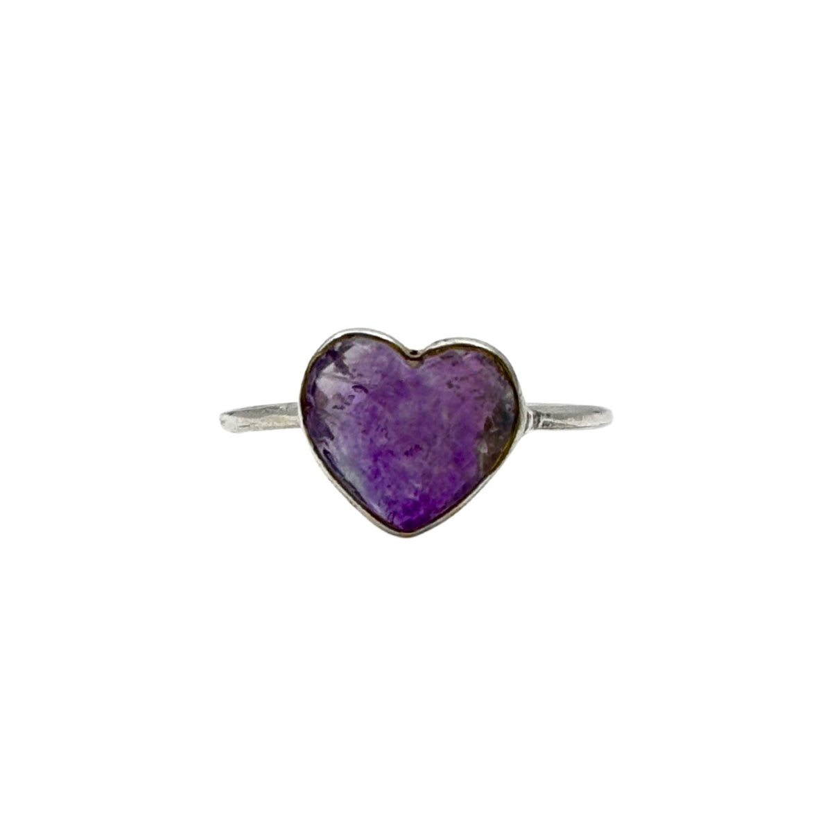 Amethyst Heart Sterling Silver Ring: Handmade February Birthstone