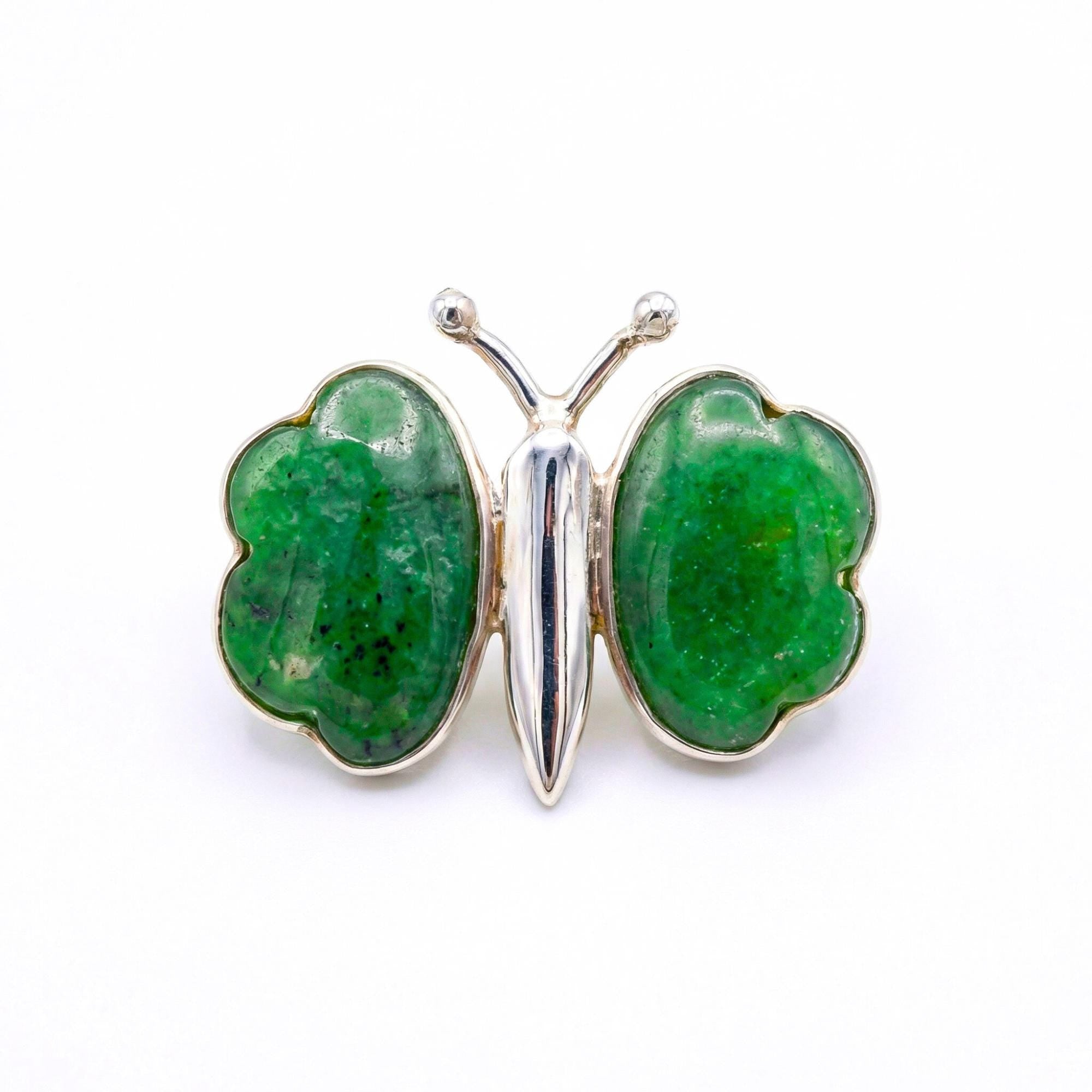 Green Onyx Butterfly Sterling Silver Pendant - Handcrafted Gemstone Jewelry