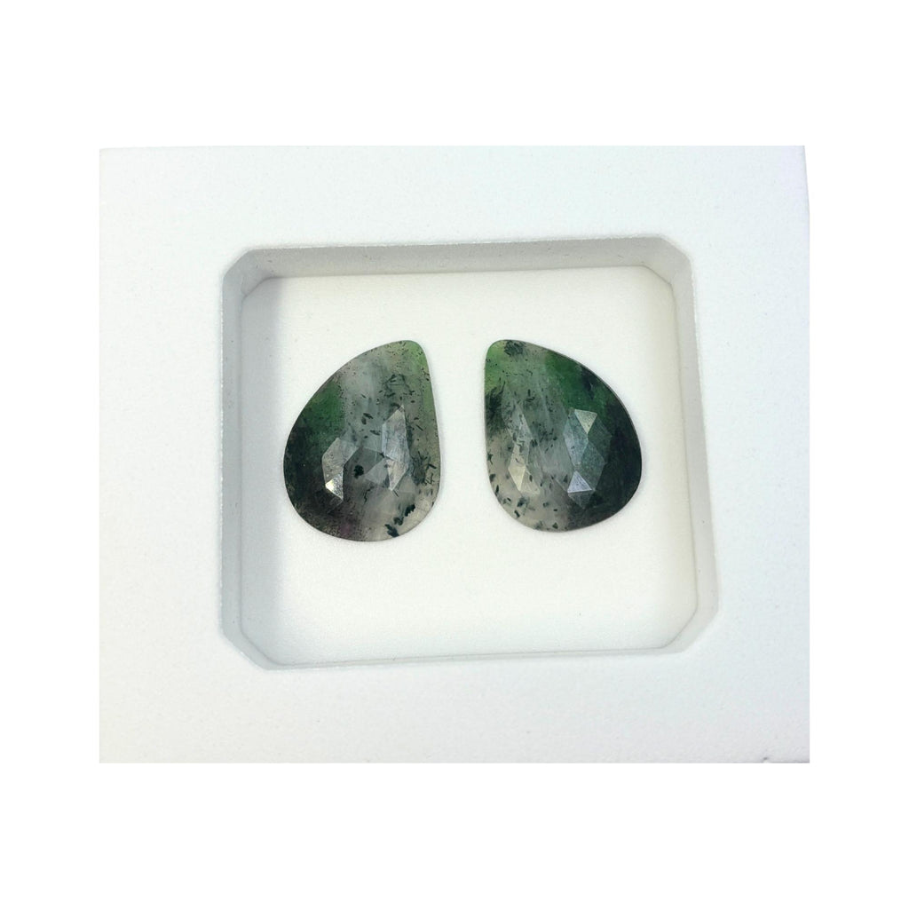 Untreated Sapphire Rose Cut Slices: Natural Gemstone Pair for Jewelry