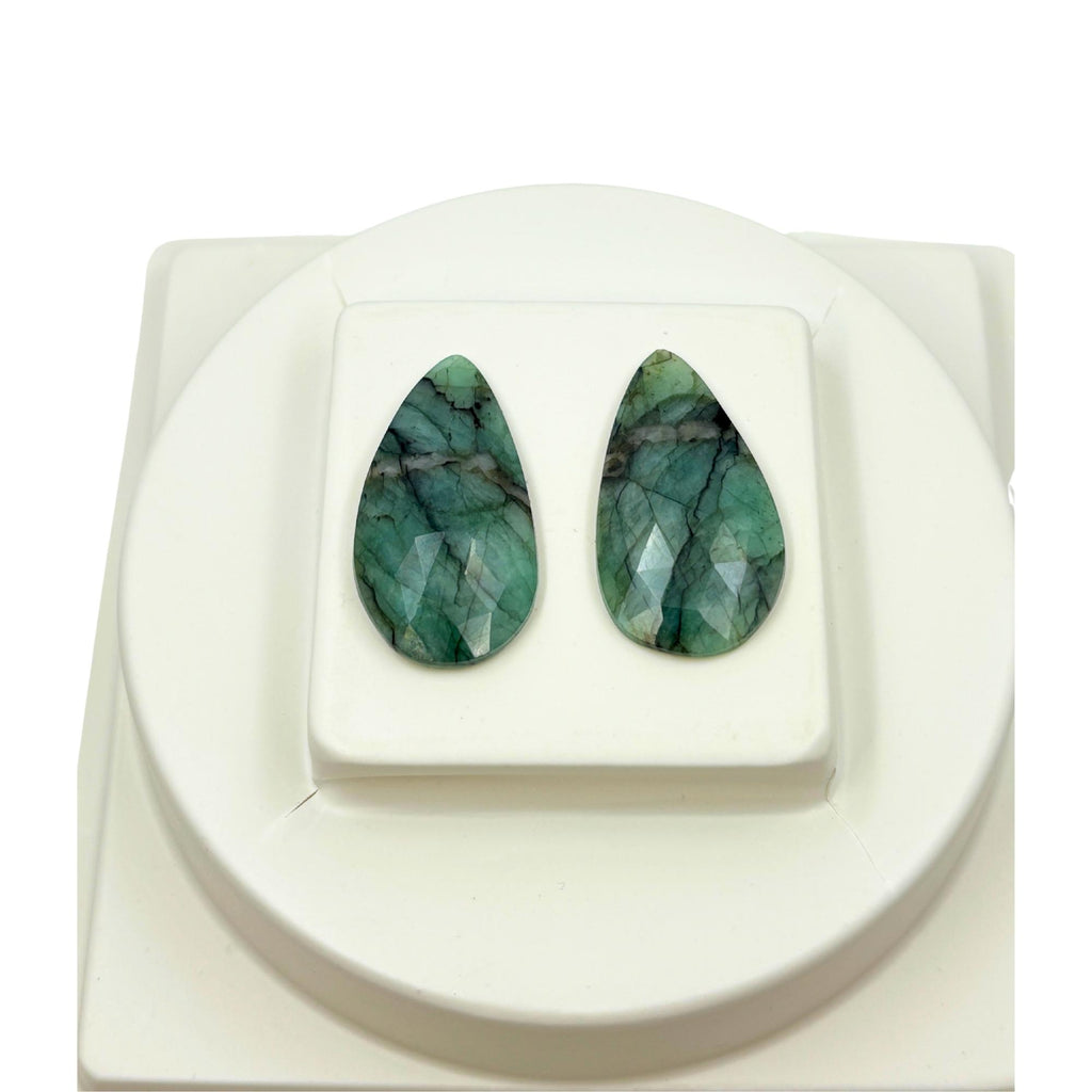 Rose Cut Sapphire Gemstone Slices: Natural Untreated Pair