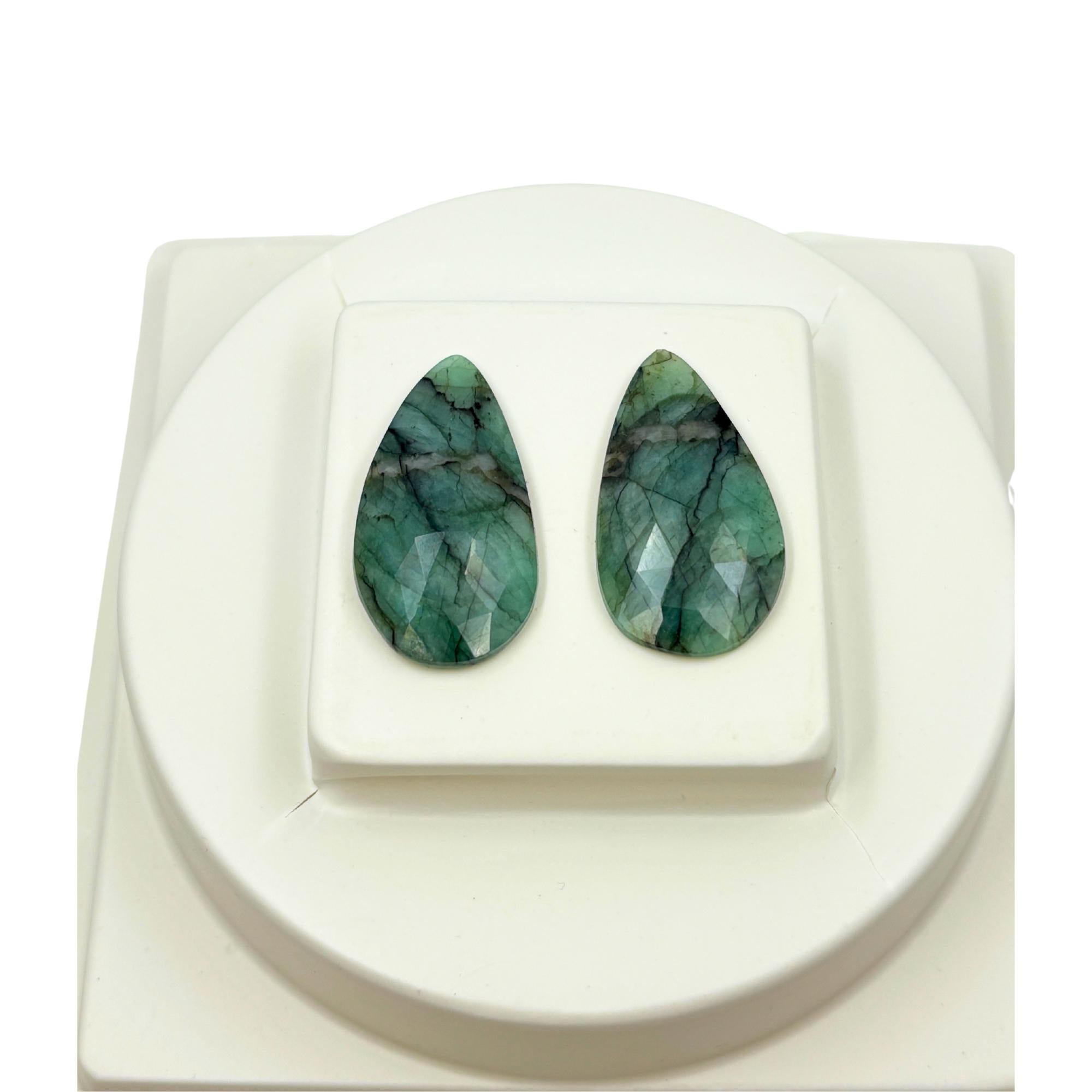 Rose Cut Sapphire Gemstone Slices: Natural Untreated Pair