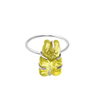 Sterling Silver Lemon Topaz Teddy Bear Ring: Handmade Gemstone Jewelry