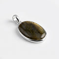 Labradorite Oval Pendant: Sterling Silver Celestial Necklace