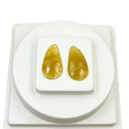 Untreated Yellow Sapphire Pair: Rose Cut Gemstone Slices, Flat Back