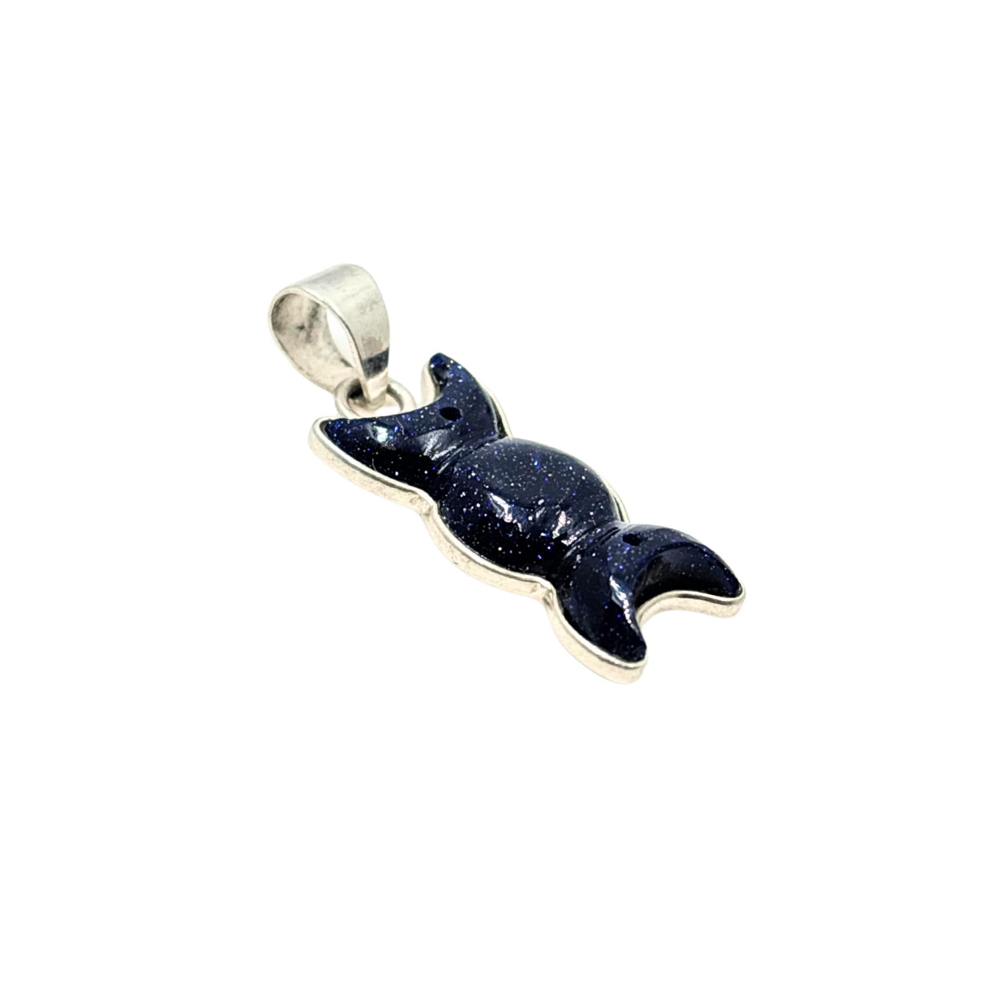 Triple Moon Blue Sunstone Pendant in 925 Sterling Silver– Wiccan Goddess Moon Phase Necklace, Sparkling Midnight Crystal Jewelry Gift forHer