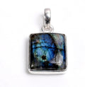 Labradorite Oval Pendant: Sterling Silver Celestial Necklace