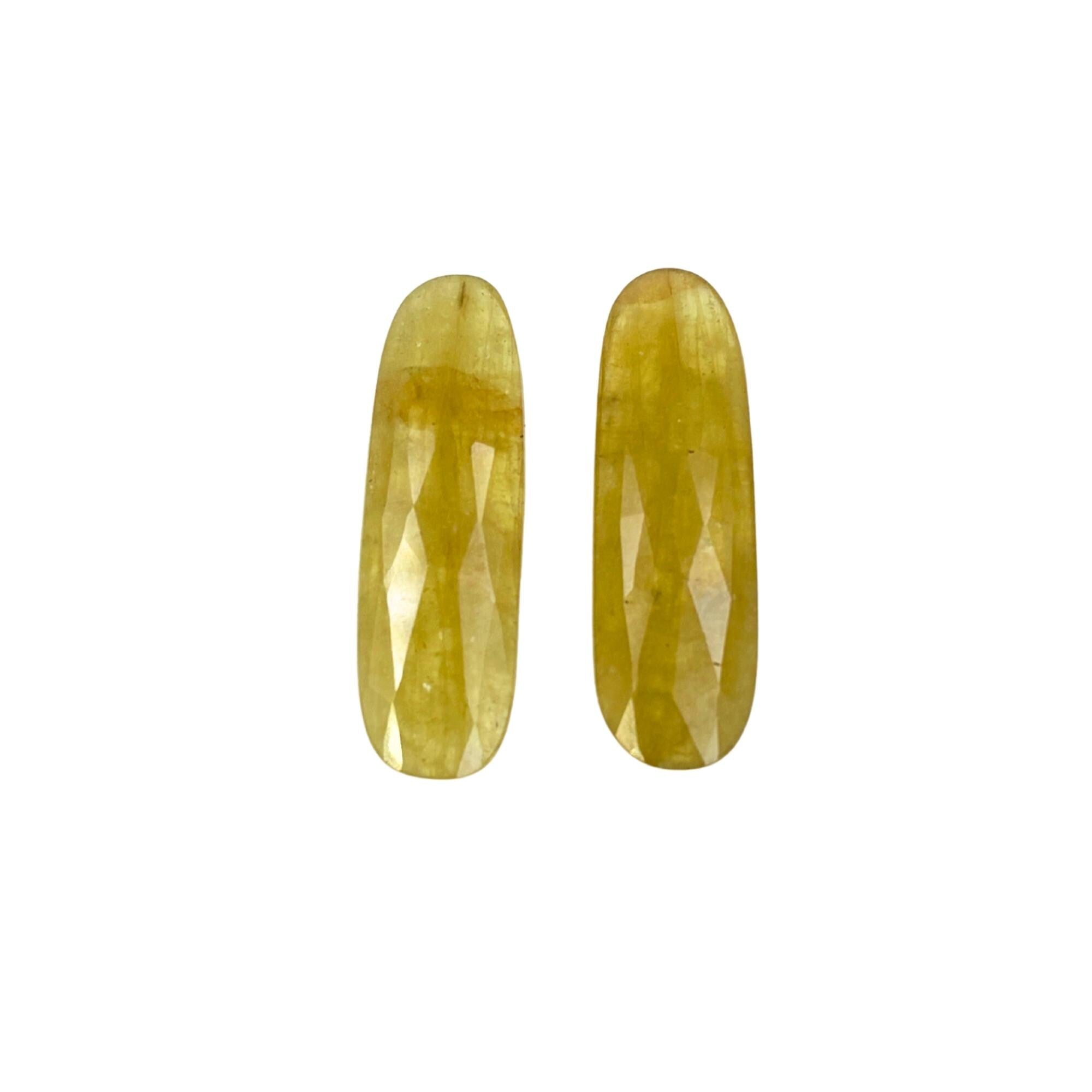 Rose Cut Sapphire Slices Pair: Natural Untreated Gemstone, Jewelry Making