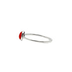 Natural Coral Oval Ring | 925 Sterling Silver | Boho Gemstone Band | Handmade Ring Jaipur