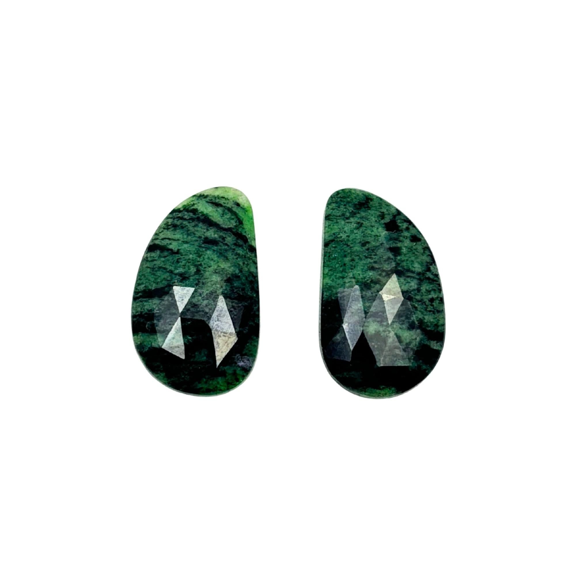 Rose Cut Sapphire Slices: Natural Untreated Gemstone Pair for Jewelry