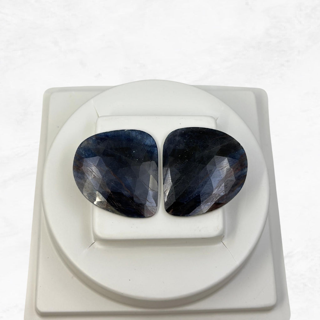 Rose Cut Sapphire Slices: Natural Untreated Gemstone Pair
