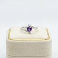 Natural Amethyst & CZ Ring | 925 Sterling Silver | Gemstone Band | Handmade Jaipur
