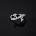 Sterling Silver CZ Arrow Ring, Dual Triangle Pavé Wave Band, Boho Stacker Jewelry
