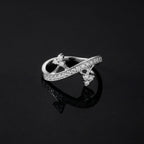 Sterling Silver CZ Arrow Ring, Dual Triangle Pavé Wave Band, Boho Stacker Jewelry