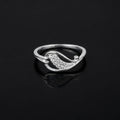 Sterling Silver CZ Paisley Ring, Pavé Wave Band, Boho Stacking Jewelry