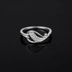 Sterling Silver CZ Paisley Ring, Pavé Wave Band, Boho Stacking Jewelry