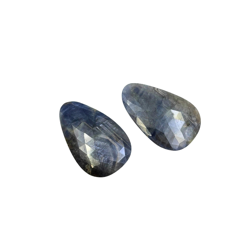 Rose Cut Sapphire Slices: Untreated Gemstone Pair for Jewelry