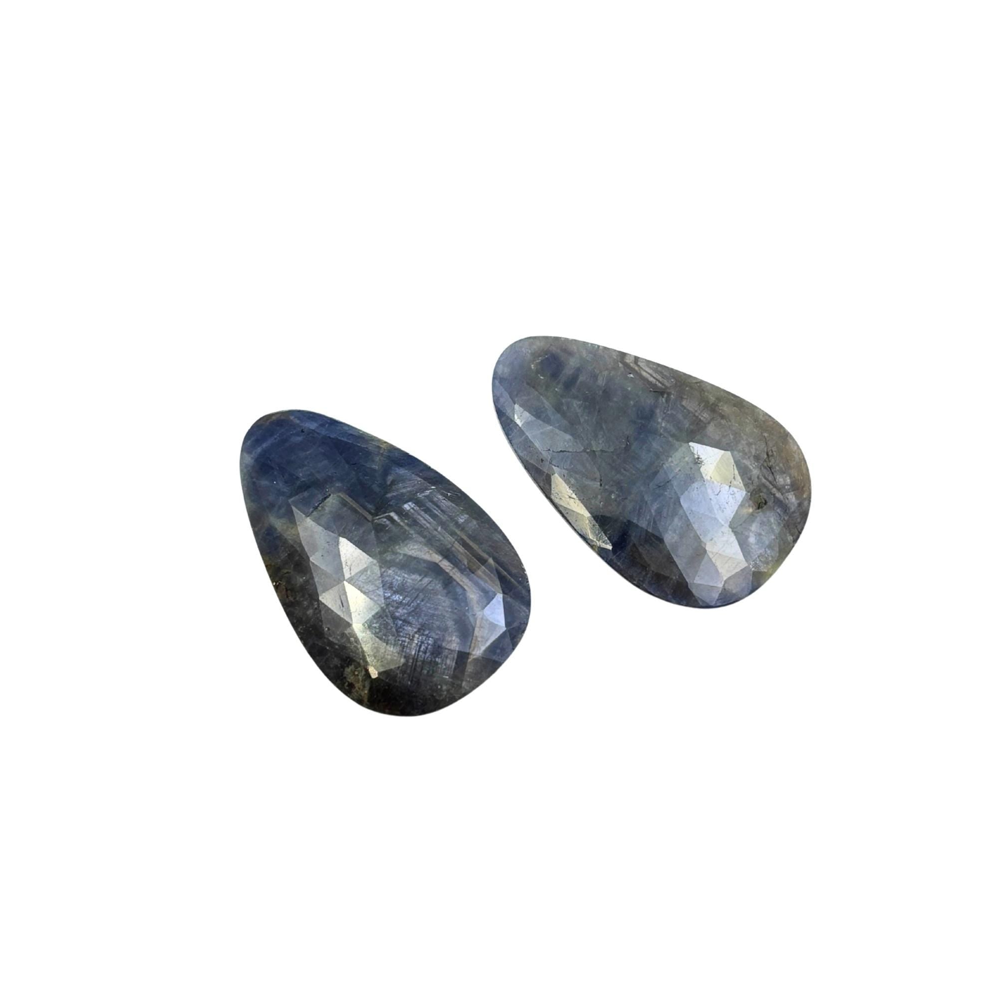 Rose Cut Sapphire Slices: Untreated Gemstone Pair for Jewelry