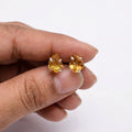 Leaf Cut Citrine Stud Earrings 925 Sterling Silver - November Birthstone Dainty Nature Design