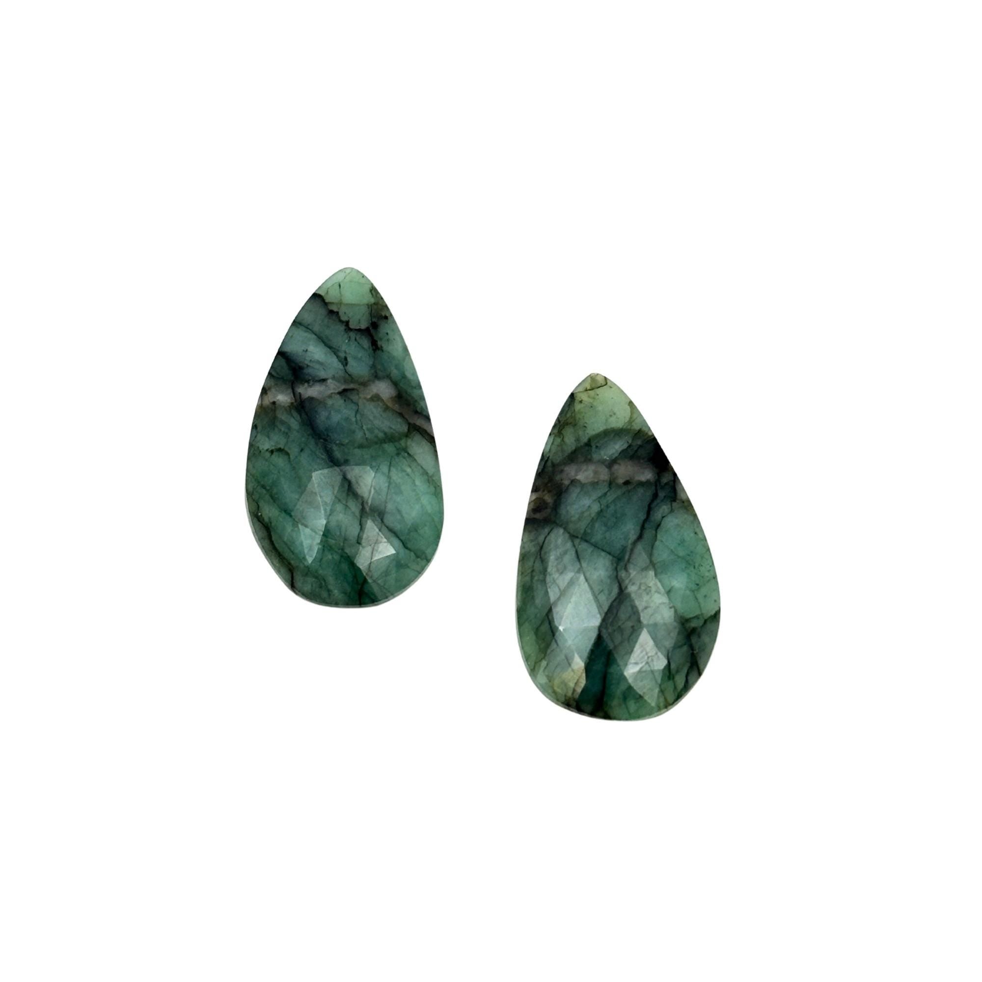Rose Cut Sapphire Gemstone Slices: Natural Untreated Pair