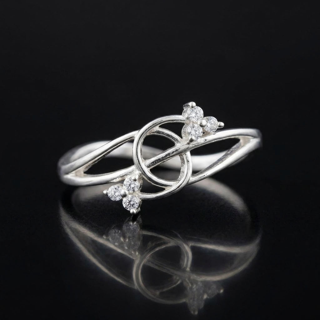 Silver CZ Infinity Knot Ring, Twisted Open Band, Minimalist Elegant Jewelry