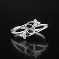 Silver CZ Infinity Knot Ring, Twisted Open Band, Minimalist Elegant Jewelry