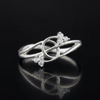 Silver CZ Infinity Knot Ring, Twisted Open Band, Minimalist Elegant Jewelry