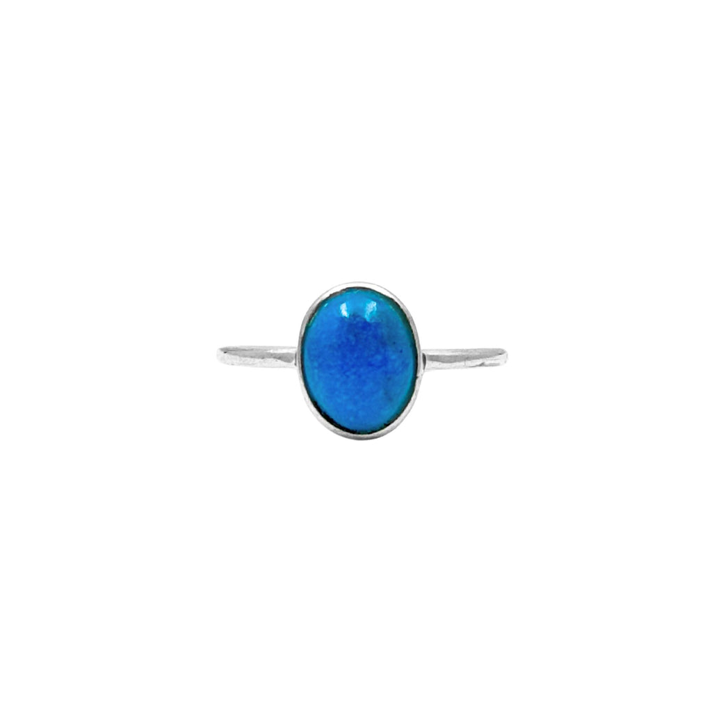 Handmade Oval Turquoise Ring | Oxidized 925 Sterling Silver Boho Jewelry