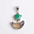 Star Moon Pendant: 925 Sterling Silver Celestial Necklace