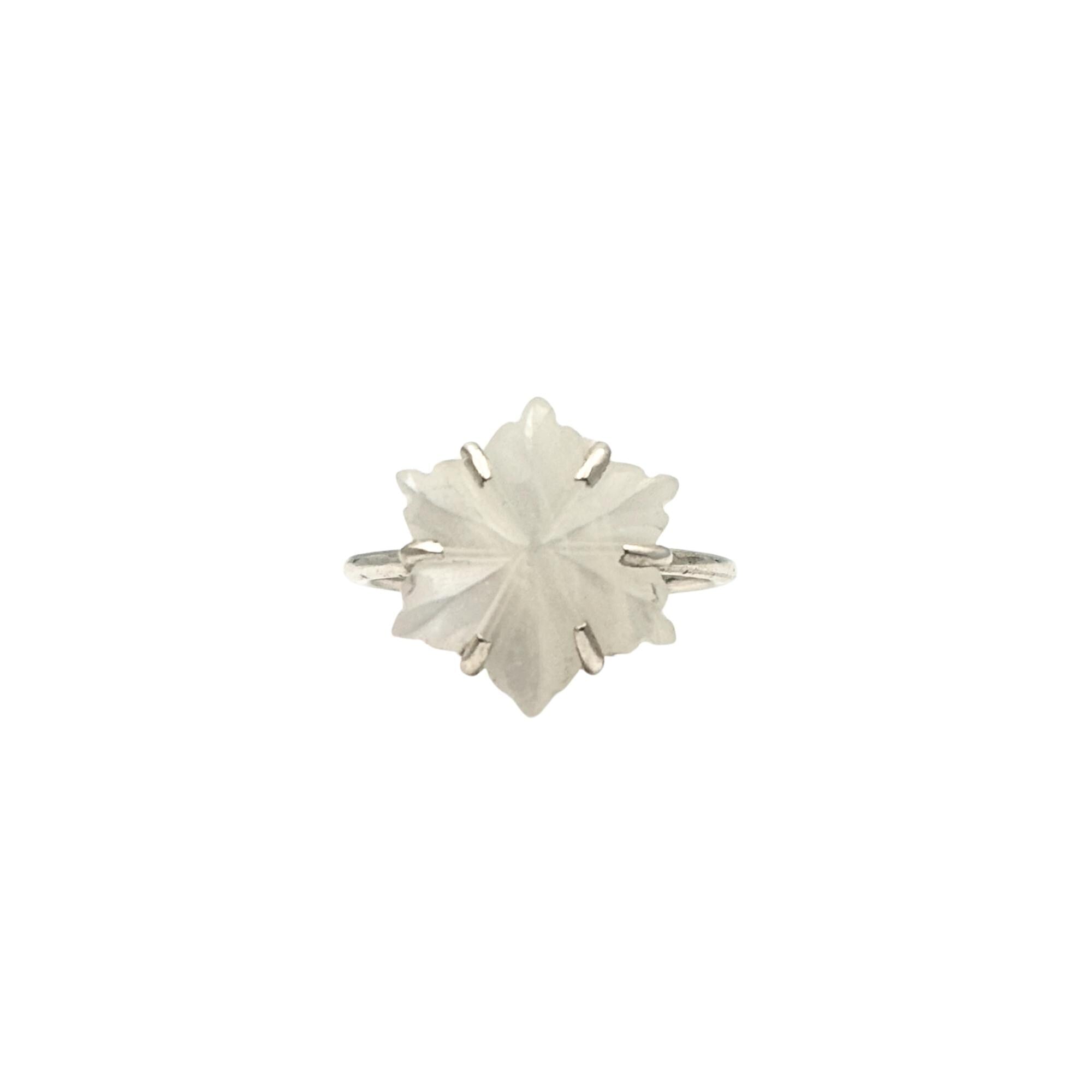 Carved Mother of Pearl Flower Ring: Sterling Silver Boho Jewelry