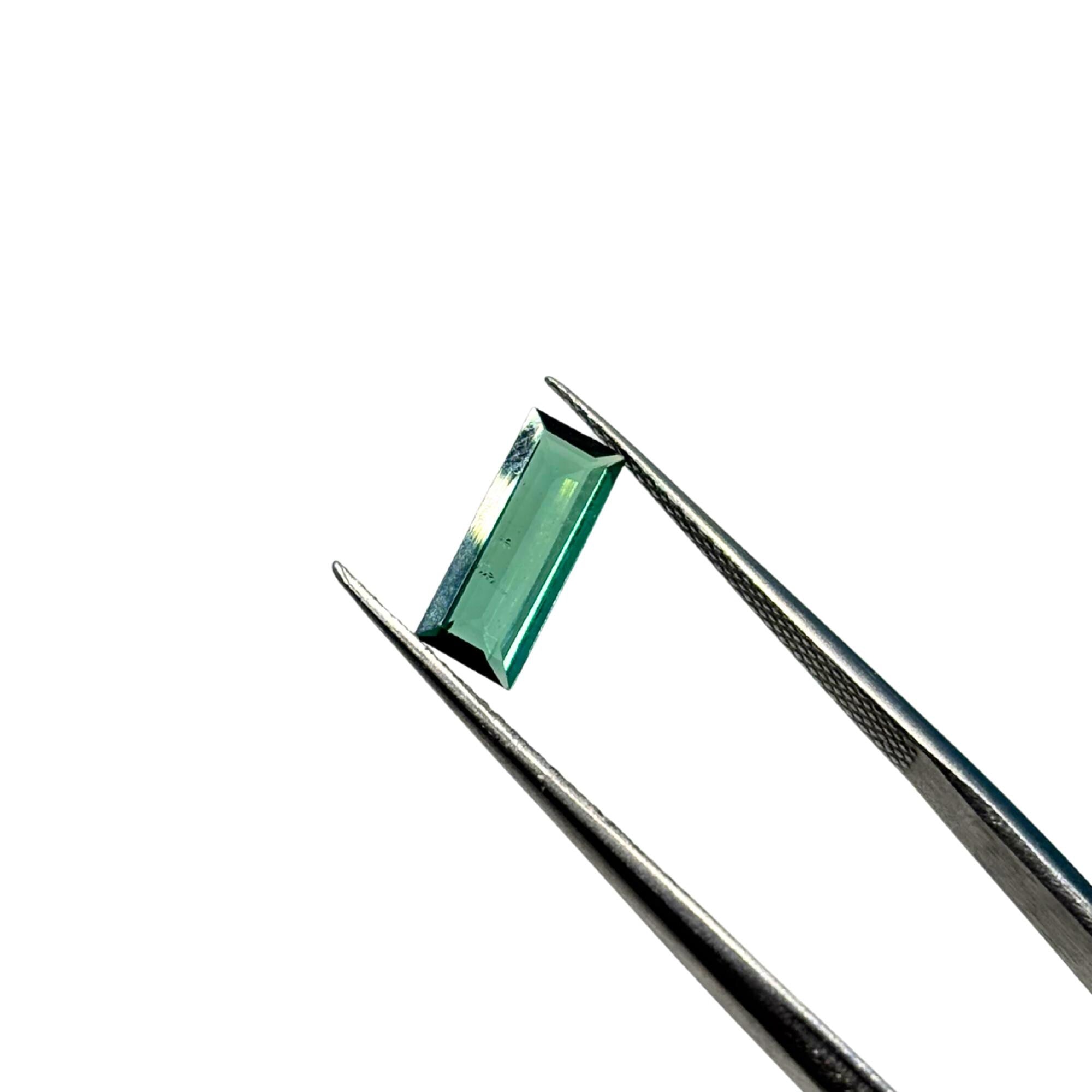 Greenish Blue Tourmaline – 0.85 ct Baguette Cut Gemstone