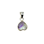 Rainbow Fluorite Heart Pendant in 925 Sterling Silver – Dainty Crystal Necklace Charm, Minimalist Gemstone Jewelry Gift for Her