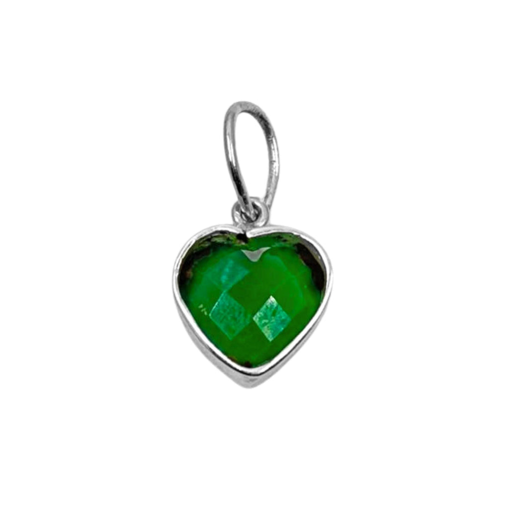 Green Onyx Heart Pendant – Faceted 925 Sterling Silver Charm