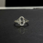925 Sterling Silver CZ Link Ring, Double Oval Pavé Band, Stackable Chain Jewelry
