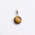 Tiger Eye Pendant Necklace: 925 Sterling Silver, Golden Brown Crystal