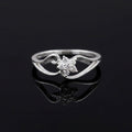 Sterling Silver Floral Cluster Ring • Romantic Heart Swirl Band, CZ Stones