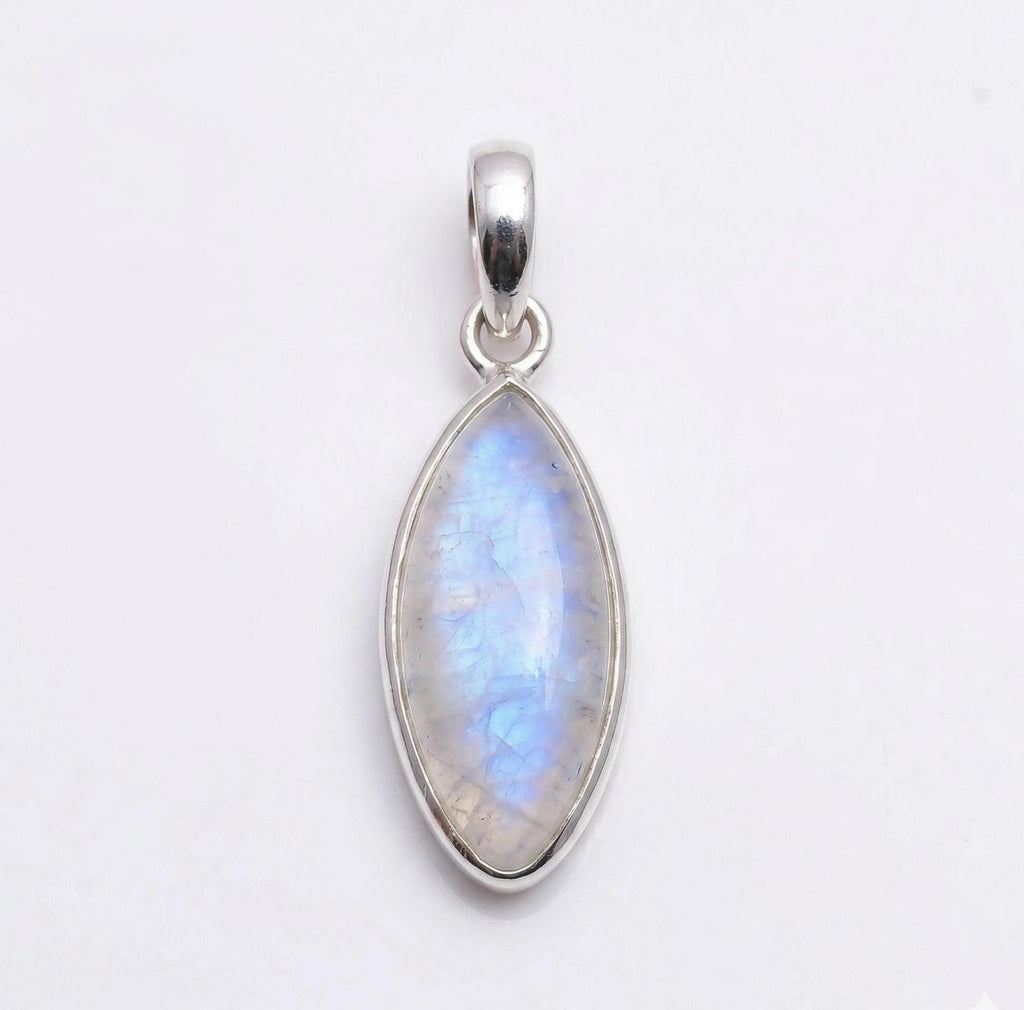 Marquise Moonstone Pendant – Sterling Silver Boho Gemstone Necklace