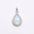 Teardrop Moonstone Pendant – Bezel Set Sterling Silver Boho Necklace