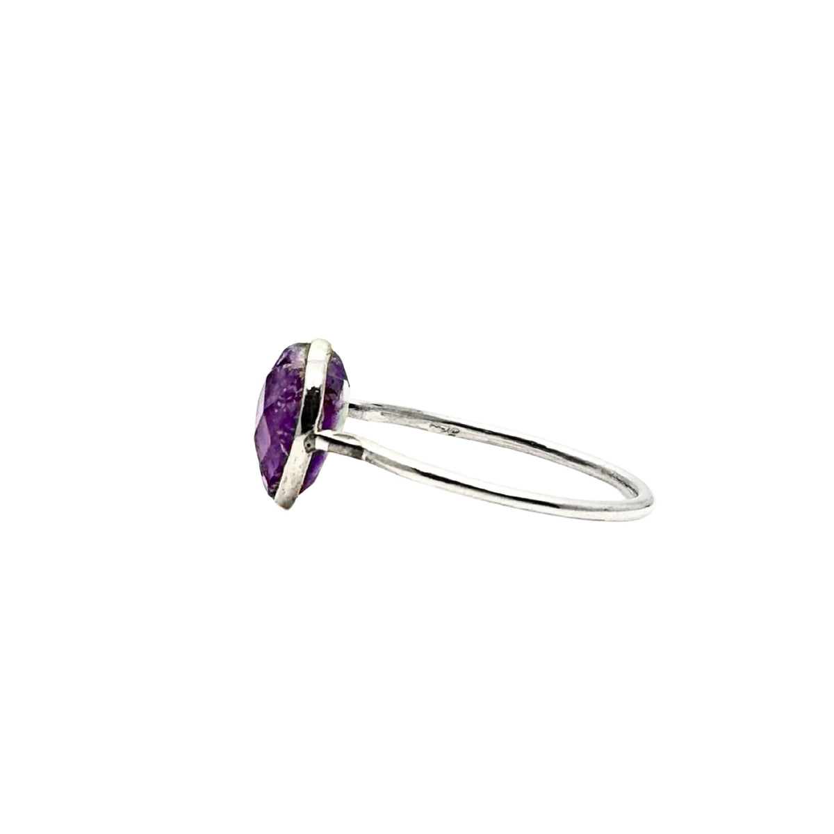 Amethyst Heart Sterling Silver Ring: Handmade February Birthstone