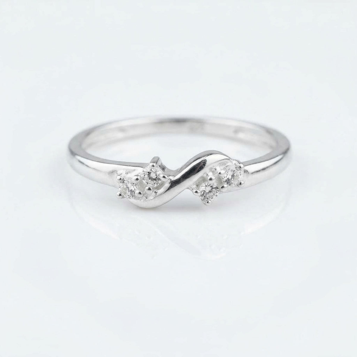 925 Sterling Silver Infinity Ring with CZ Diamonds – Dainty Stackable Band