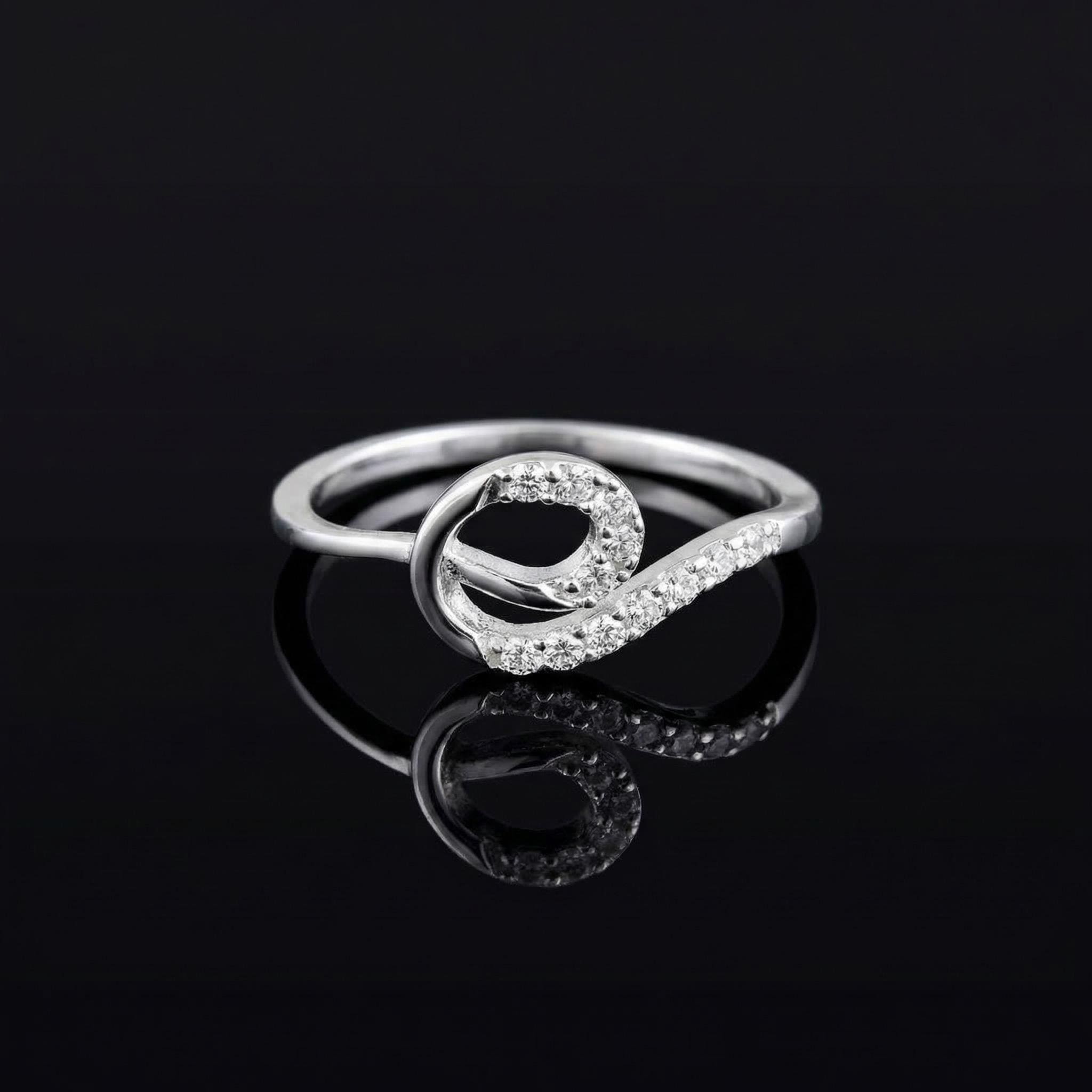 Sterling Silver CZ Knot Ring, Pavé Open Band, Dainty Stacker Jewelry