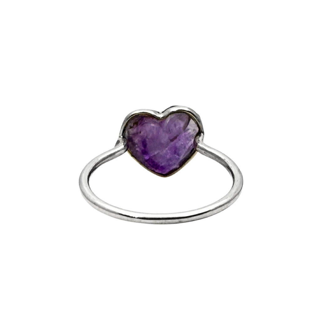 Amethyst Heart Sterling Silver Ring: Handmade February Birthstone