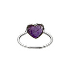 Amethyst Heart Sterling Silver Ring: Handmade February Birthstone