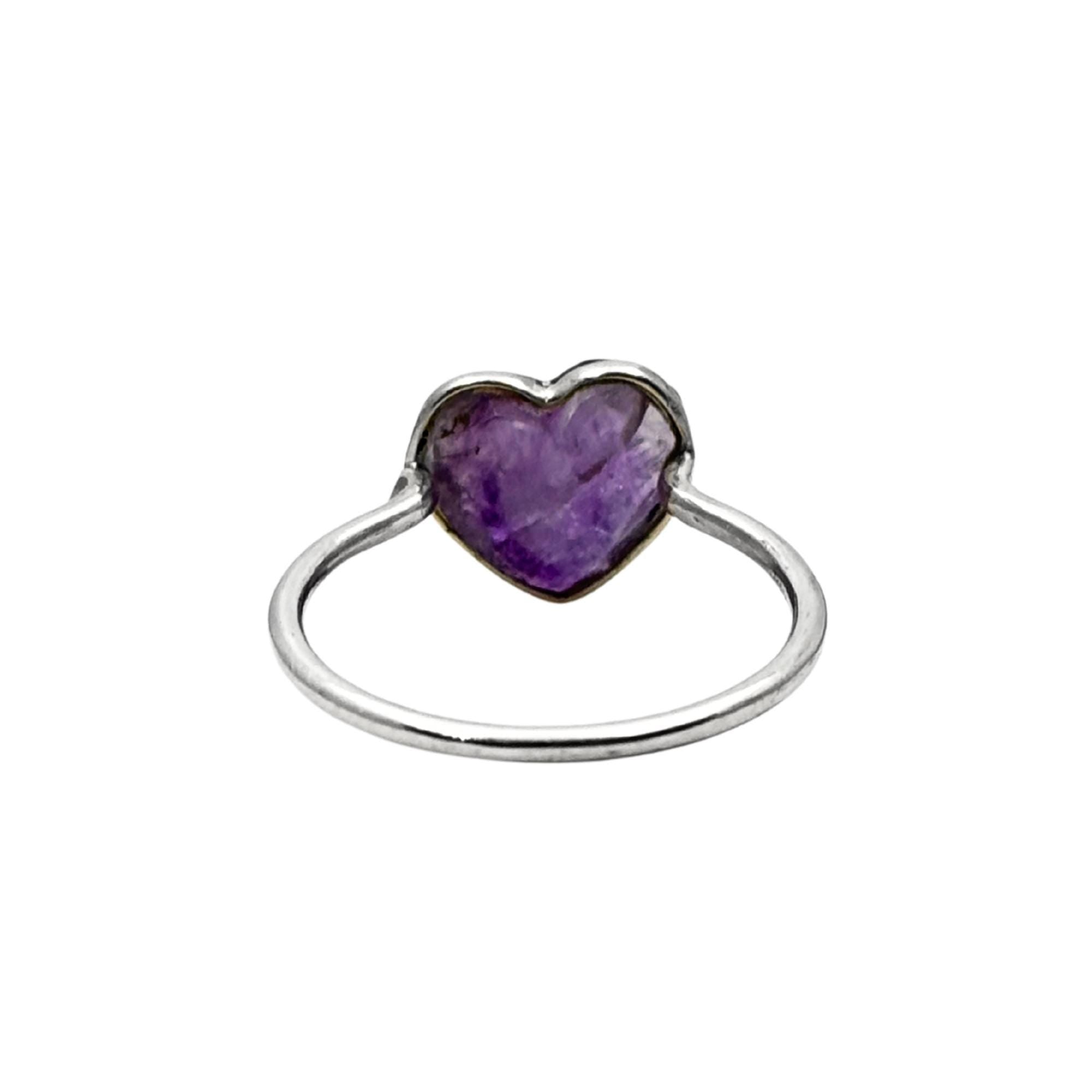 Amethyst Heart Sterling Silver Ring: Handmade February Birthstone