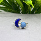 Natural Lapis & Opal Heart Ring | 925 Sterling Silver | Celestial Gemstone Band | Handmade Ring Jaipur