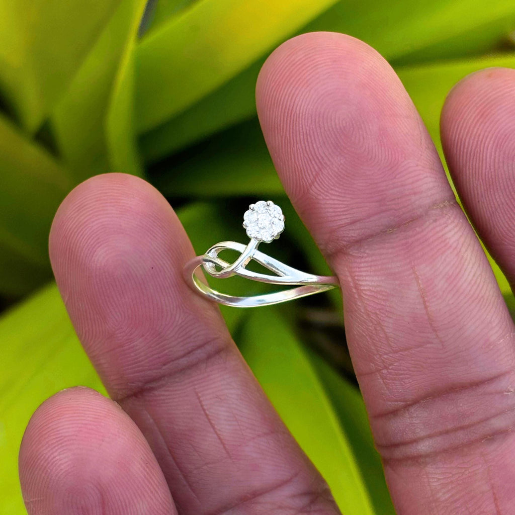 925 Sterling Silver CZ Infinity Ring - Dainty Swirl Band Sparkling Solitaire, Romantic Promise Ring, Everyday Stacking Jewelry Gift for Her