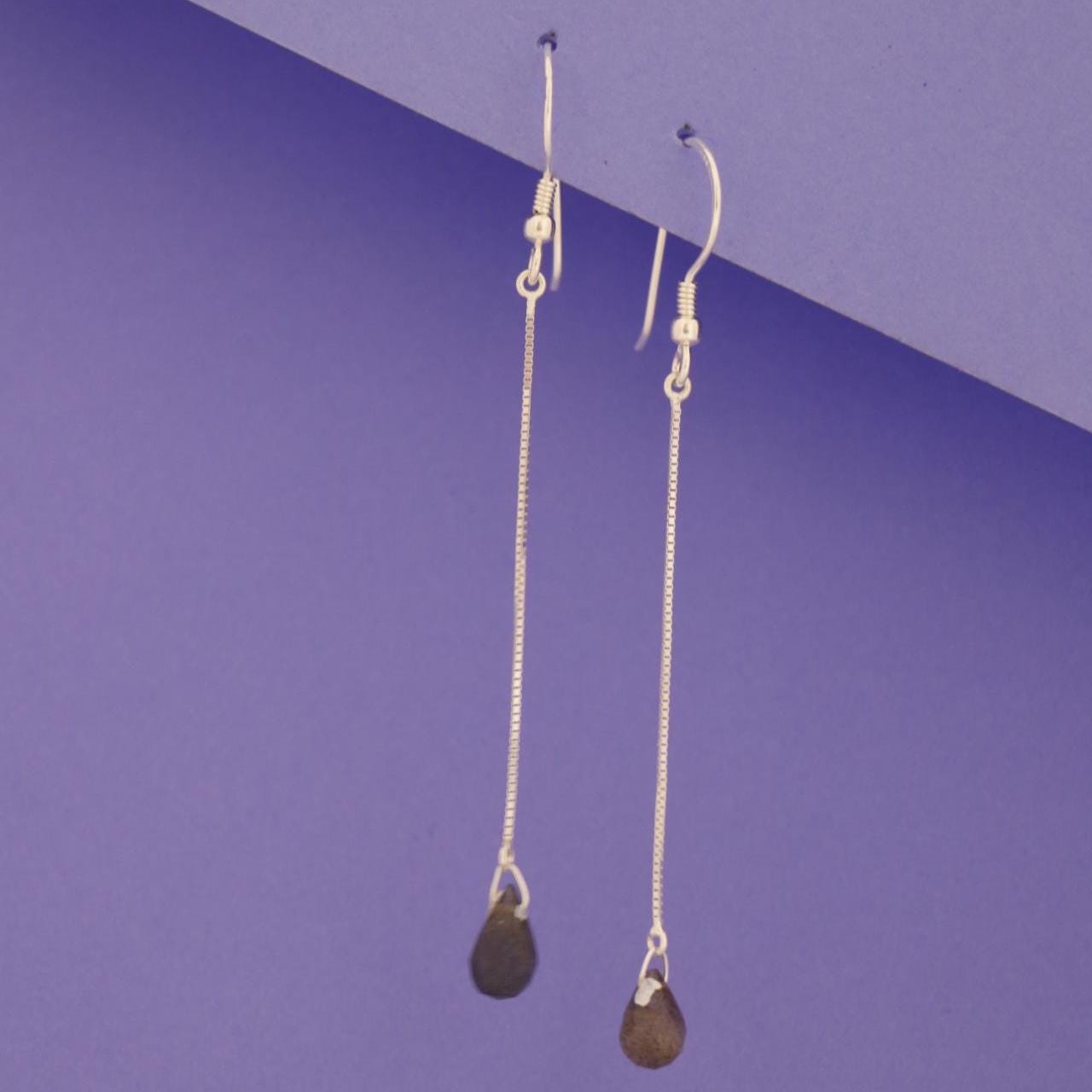 Labradorite Drop Earrings 925 Sterling Silver | Drop Gemstone Dangle | Gift for Her | Boho Jewelry
